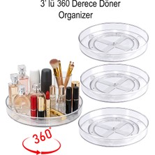 UltraMint 3'lü 360° Döner Makyaj ve Takı Organizatörü, Çok Amaçlı Saklama Seti