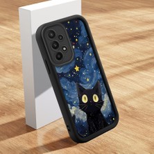 Ucuc Samsung Galaxy A23 Uyumlu Silikon Malzeme Darbeye Dayanıklı Siyah Renkli Kılıf Kedi Deseni