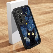 Ucuc Samsung Galaxy A35 Uyumlu Silikon Malzeme Darbeye Dayanıklı Siyah Renkli Kılıf Kedi Deseni