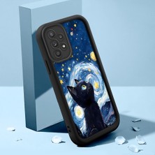 Ucuc Samsung Galaxy A52/A52S 5g Uyumlu Silikon Malzeme Darbeye Dayanıklı Siyah Renkli Kılıf Kedi Deseni