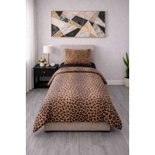 Seralay Home Leopar Desen Lastikli Çarşaflı Tek Kişilik Nevresim Takımı