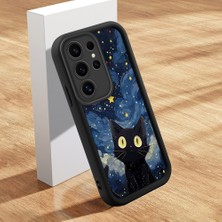 Ucuc Samsung Galaxy S25 Ultra Uyumlu Silikon Malzeme Darbeye Dayanıklı Siyah Renkli Kılıf Kedi Deseni