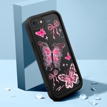 Ucuc iPhone 7/8/se 2020 2022 Uyumlu Silikon Malzeme Darbeye Dayanıklı Siyah Renkli Kılıf Kelebek Deseni