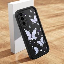 Ucuc Samsung Galaxy A56/A36 Uyumlu Silikon Malzeme Darbeye Dayanıklı Siyah Renkli Kelebek Deseni Kılıf