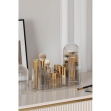 UltraMint Şeffaf Çok Bölmeli Makyaj Organizeri, Fırça ve Aksesuar Saklama Kasesi