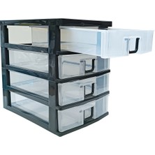 UltraMint 4 Gözlü Siyah Plastik Takı ve Evrak Organizer, Pratik ve Şık Tasarım