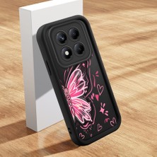Ucuc Xiaomi Redmi Note 14 Pro 4g Uyumlu Silikon Malzeme Darbeye Dayanıklı Siyah Renkli Kılıf Kelebek Deseni
