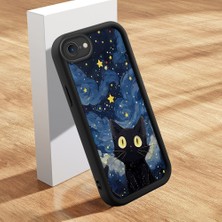 Ucuc iPhone 7/8/se 2020 2022 Uyumlu Silikon Malzeme Darbeye Dayanıklı Siyah Renkli Kılıf Kedi Deseni