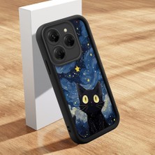 Ucuc Tecno Spark 20 Pro Uyumlu Silikon Malzeme Darbeye Dayanıklı Siyah Renkli Kılıf Kedi Deseni