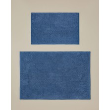 English Home Macaroni Kaydırmaz Taban Banyo Paspası Seti 60x90 + 40x60 cm Mavi