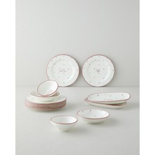 English Home Romance Porselen Kahvaltı Takımı 12 Parça 6 Kişilik Kırmızı-Siyah