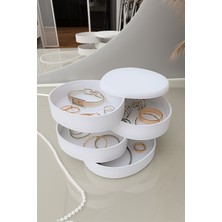 UltraMint 360° Dönebilen Takı Düzenleme Kutusu Beyaz, Şık ve Kullanışlı Organizer