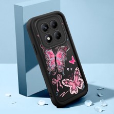Ucuc Xiaomi Redmi Note 14 Pro 4g Uyumlu Silikon Malzeme Darbeye Dayanıklı Siyah Renkli Kılıf Kelebek Deseni
