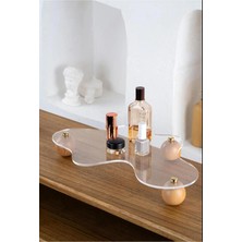 UltraMint Şeffaf Ahşap Top Ayaklı Gold Düğmeli Organizer Düzenleyici Stand