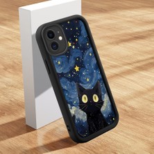 Ucuc iPhone 11 Uyumlu Silikon Malzeme Darbeye Dayanıklı Siyah Renkli Kılıf Kedi Deseni