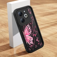 Ucuc Tecno Spark 20/20C/GO 2024 Uyumlu Silikon Malzeme Darbeye Dayanıklı Siyah Renkli Kılıf Kelebek Deseni