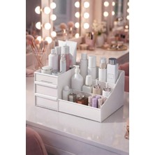 UltraMint Şık Beyaz 25,5 cm Çok Bölmeli Kozmetik ve Parfüm Organizeri