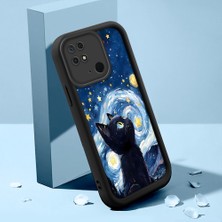 Ucuc Xiaomi Redmi 10C Uyumlu Silikon Malzeme Darbeye Dayanıklı Siyah Renkli Kılıf Kedi Deseni