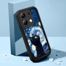 Ucuc Xiaomi Redmi Note 13 4g Uyumlu Silikon Malzeme Darbeye Dayanıklı Siyah Renkli Kılıf Kedi Deseni