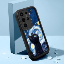 Ucuc Samsung Galaxy S25 Ultra Uyumlu Silikon Malzeme Darbeye Dayanıklı Siyah Renkli Kılıf Kedi Deseni