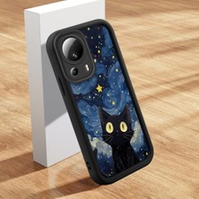 Ucuc Xiaomi 13 Lite Uyumlu Silikon Malzeme Darbeye Dayanıklı Siyah Renkli Kılıf Kedi Deseni