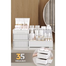 UltraMint Şık Beyaz Çok Katlı Makyaj ve Kozmetik Organizer, Çekmeceli, 35CM