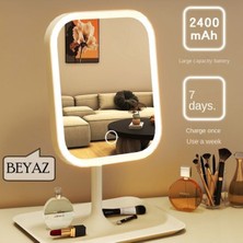 UltraMint Şarjlı LED Işıklı Makyaj Aynası, Dokunmatik, Oynar Başlıklı, 3 Modlu