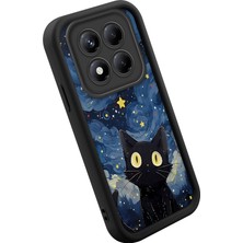 Ucuc Xiaomi Redmi Note 14 Pro Plus 5g Uyumlu Silikon Malzeme Darbeye Dayanıklı Siyah Renkli Kılıf Kedi Deseni