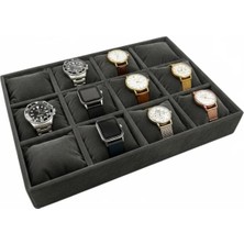 UltraMint Yerli Üretim Füme Süet Yastıklı Saat ve Takı Kutusu 34/24 cm