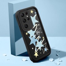 Ucuc Samsung Galaxy S22 Ultra Uyumlu Silikon Malzeme Darbeye Dayanıklı Siyah Renkli Yıldız Deseni Kılıf