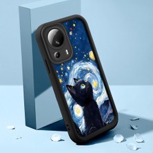 Ucuc Xiaomi 13 Lite Uyumlu Silikon Malzeme Darbeye Dayanıklı Siyah Renkli Kılıf Kedi Deseni