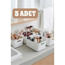 UltraMint 5'li Çok Amaçlı Beyaz Plastik Kozmetik ve Mutfak Düzenleyici Set