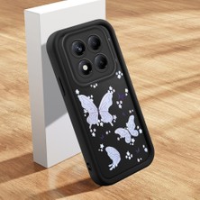 Ucuc Xiaomi Redmi Note 14 Pro 4g Uyumlu Silikon Malzeme Darbeye Dayanıklı Siyah Renkli Kelebek Deseni Kılıf