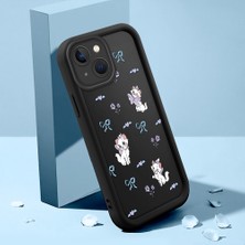 Ucuc iPhone 13 Uyumlu Silikon Malzeme Darbeye Dayanıklı Siyah Renkli Kötüğ Deseni Kılıf