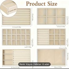 UltraMint Şık 6'lı Çekmece Içi Takı Seti, Krem Renkli, Organize ve Zarif