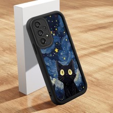 Ucuc Samsung Galaxy A73 Uyumlu Silikon Malzeme Darbeye Dayanıklı Siyah Renkli Kılıf Kedi Deseni