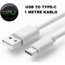 Day Type C USB Hızlı Şarj ve Data Kablosu Beyaz 1 Metre