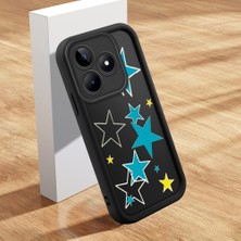 Ucuc Realme C53/C51/NOTE 50 Uyumlu Silikon Malzeme Darbeye Dayanıklı Siyah Renkli Yıldız Deseni Kılıf