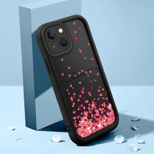 Ucuc iPhone 14 Plus Uyumlu Silikon Malzeme Darbeye Dayanıklı Siyah Renkli Kalp Deseni Kılıf