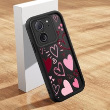 Ucuc Xiaomi Redmi K60 Ultra Uyumlu Silikon Malzeme Darbeye Dayanıklı Siyah Renkli Kalp Deseni Kılıf