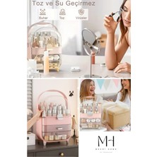 UltraMint Şeffaf Kırılmaz Kapaklı Makyaj ve Takı Organizeri, Pembe, 19×27×36 cm