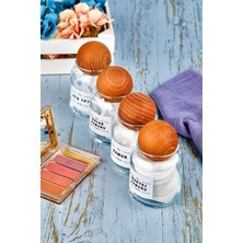 UltraMint 4'lü Ahşap Top Kapaklı Pamuk ve Makyaj Pamuğu Organizeri