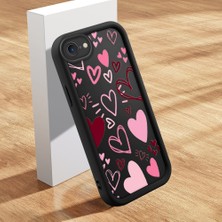 Ucuc iPhone 7/8/se 2020 2022 Uyumlu Silikon Malzeme Darbeye Dayanıklı Siyah Renkli Kalp Deseni Kılıf