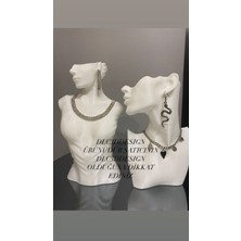 UltraMint 2'li Dekoratif Takı Manken Seti, Kolye ve Küpe Sergileme Standı