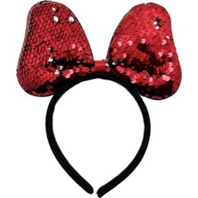 Miraxx Renk Değiştiren Pullu Payetli Fiyonk Parti Tacı Kırmızı Gümüş Renk 20X16 cm