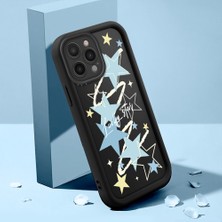 Ucuc iPhone 16 Pro Max Uyumlu Silikon Malzeme Darbeye Dayanıklı Siyah Renkli Yıldız Deseni Kılıf