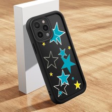 Ucuc iPhone 15 Pro Max Uyumlu Silikon Malzeme Darbeye Dayanıklı Siyah Renkli Yıldız Deseni Kılıf