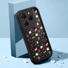 Ucuc Tecno Spark 20 Pro Uyumlu Silikon Malzeme Darbeye Dayanıklı Siyah Renkli Sevimli Desen Kılıf
