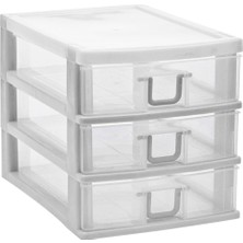 UltraMint Pratik 3 Gözlü Plastik Çekmeceli Takı ve Evrak Organizer