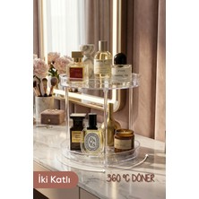 UltraMint Iki Katlı Şeffaf Akrilik Döner Organizer, Banyo ve Mutfak Düzenleyici